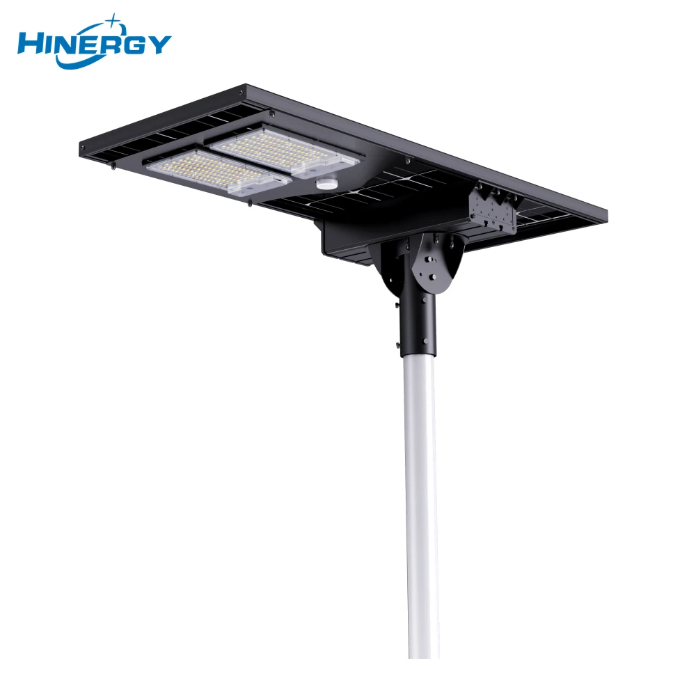 Hinergy Bifacial Solar Panel Powered All In One Led Solar Street Light 50w 80w 100w 120w