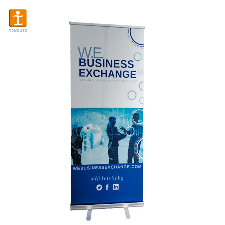 Portable Roll Up Banner Easy To Install Aluminum Alloy Retractable Promotional Advertising