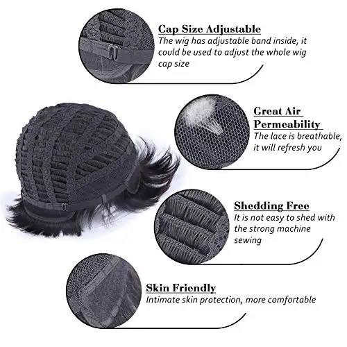 Human Hair Short Straight Bob Wig For Black Women,Brazilian Remy Hair Pixie Cut BOB Wig Full Machine Made Wig With Bangs