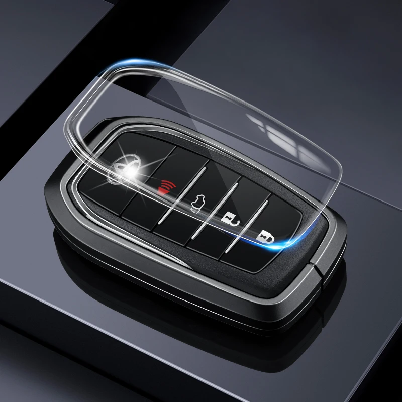 New Metal Leather Car Logo Key Cover For Toyota RAV4 Corolla Hilux Fortuner Land Cruiser 200 Camry Sienna Previa Accessories