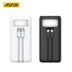 Aspor A350 Wholesale Factory Price 22.5w Fast Charging Mobile Charger 50000mah Power Bank For Laptop Outdoor With LED Light