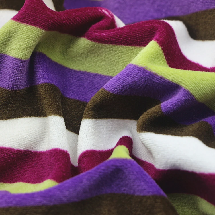 Print Stripe Velvet Fabric 100 Polyester Knit Weft Stripe Disperse Print Rotary Screen Print Velour Velvet Fabric for Sportswear
