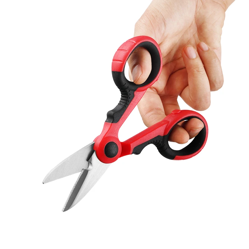New Electrician Scissor Stainless Steel Plastic Handle Wire Scissors Portable Multifunctional Shears Engineering Scissors