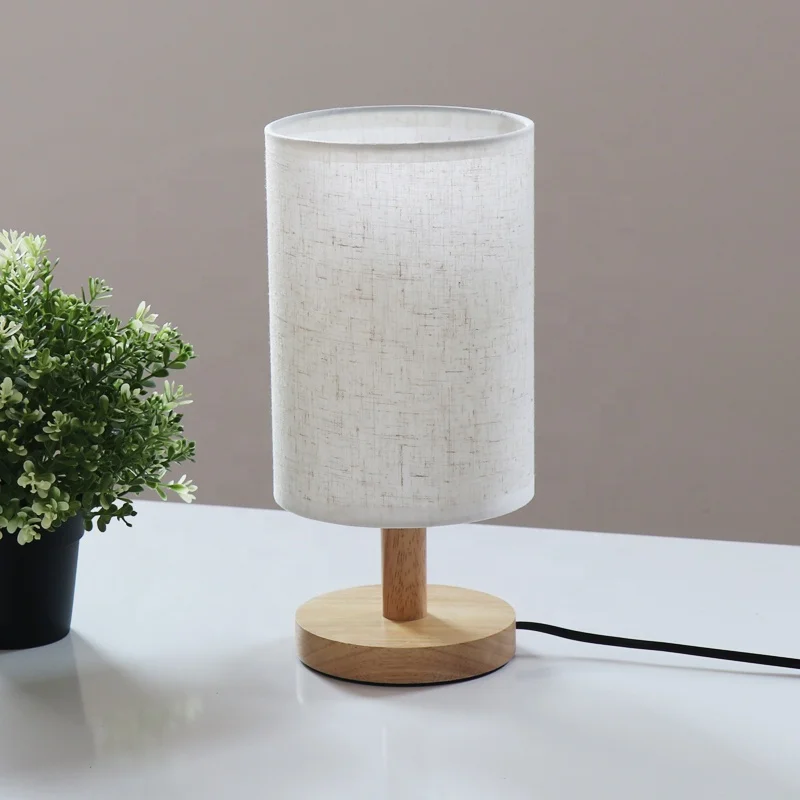 Decorative fabric Lamp Nordic Modern Style Hotel Desk E27 Wood Table Lamp With Lampshade Nordic simple high-end desk light