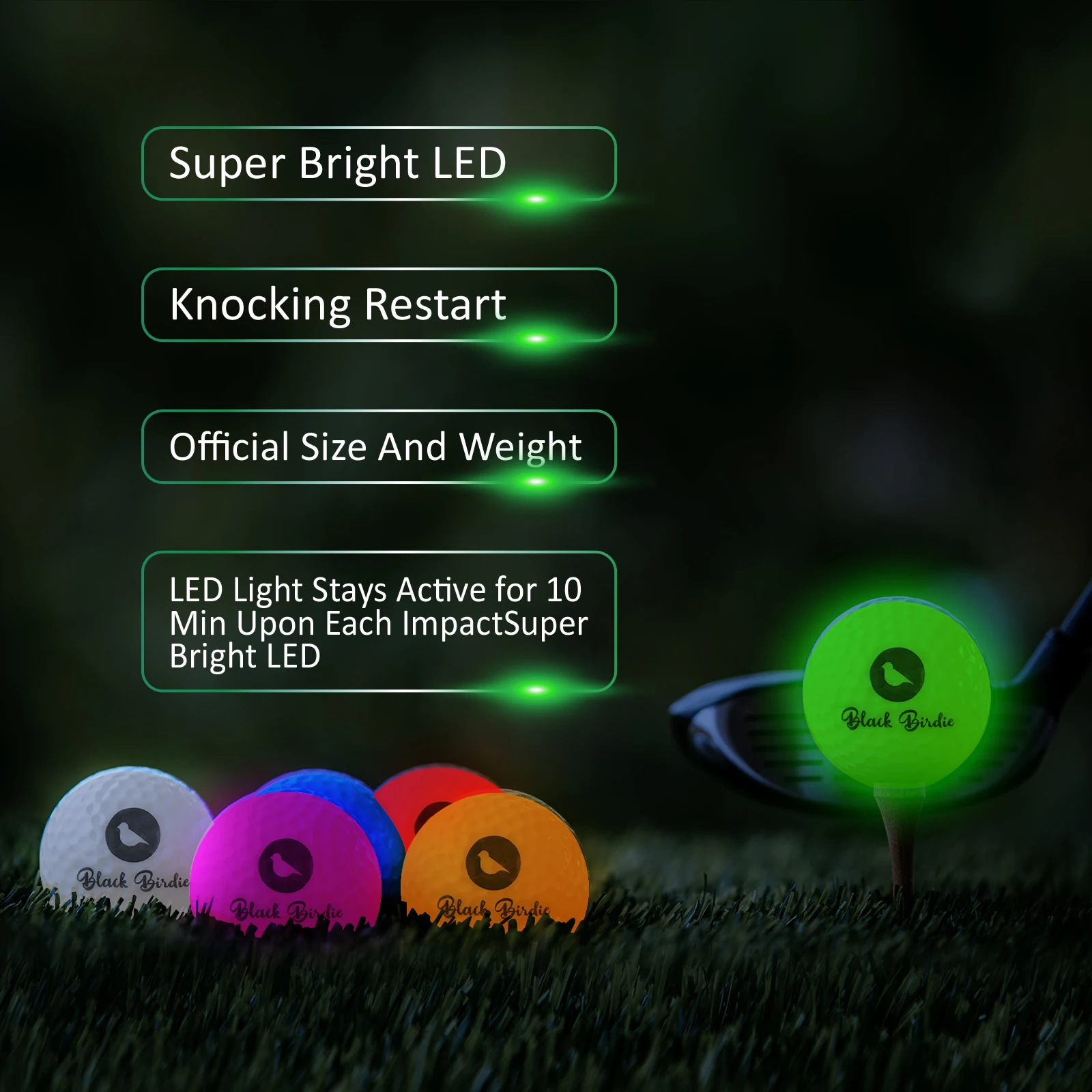 2021 High Quality Custom Led Glow golf ball In The Dark Glowing gift ball