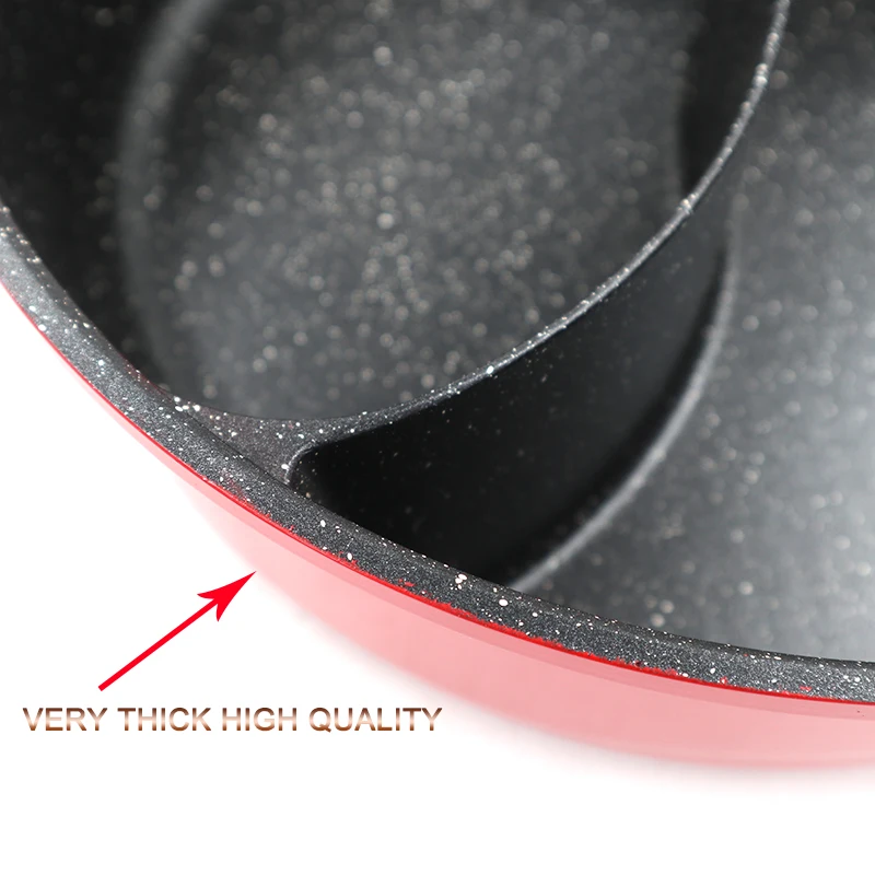 Cast Aluminum PFOA Free Chinese Samovar Hogo Sauce Pot Double-Flavor Hot Pot Non-stick Thicken 28/30 Induction Cooker