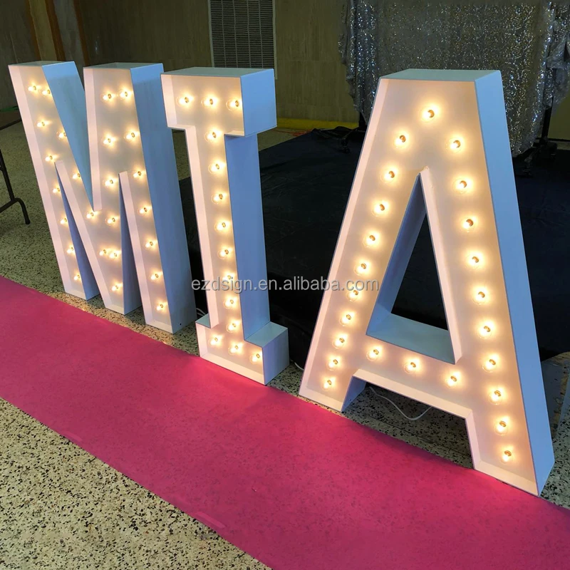 Big Birthday Signage EZD Large RGB Bulb 4ft 5ft Marquee Letter Illuminated LOVE Outdoor Marquee Letters for Wedding Decoration