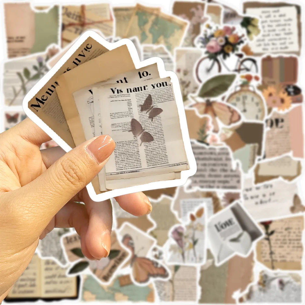 50 Pcs Classic Retro European and American Style English Hand Account Graffiti PVC Stickers for Skateboard Bike Cup Books
