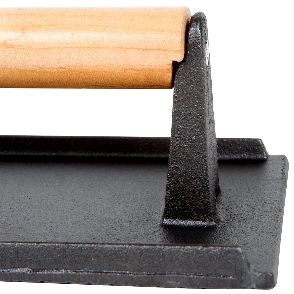 Kitchen Utensils Cast Iron Barbecue BBQ Grill Steak Heavy-weight Bacon Sausage Bacon Burger Grill Press With Wooden Handle