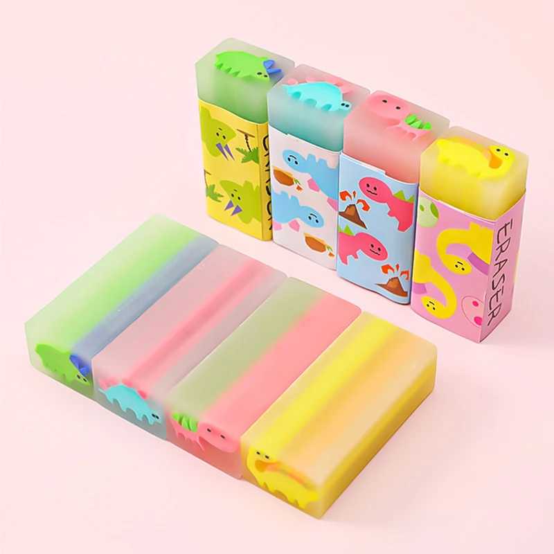 Creative Easy Clean Funny 4B Cartoon Cute Candy dinosaur Soft Erasers For Kids Rubber Kawaii Stationery School Office