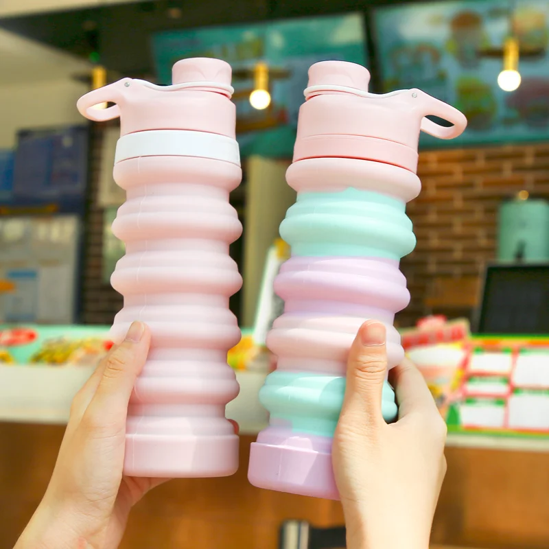 Best Selling Products Bpa Free Motivation Foldable Gym Drink Bottle Custom Collapsible Silicone Water Bottle For Kids School