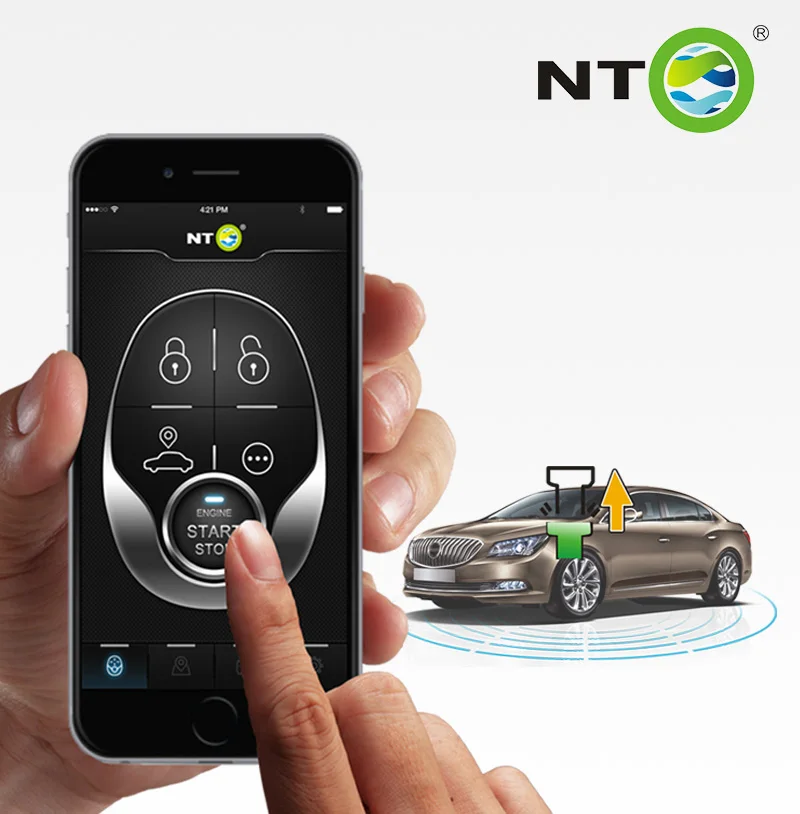 NTO Remote Engine Start Security Wireless Device Bt Smartphone App Car Alarms Gps Tracking Pke Vehicle Gps Tracker Alarm System