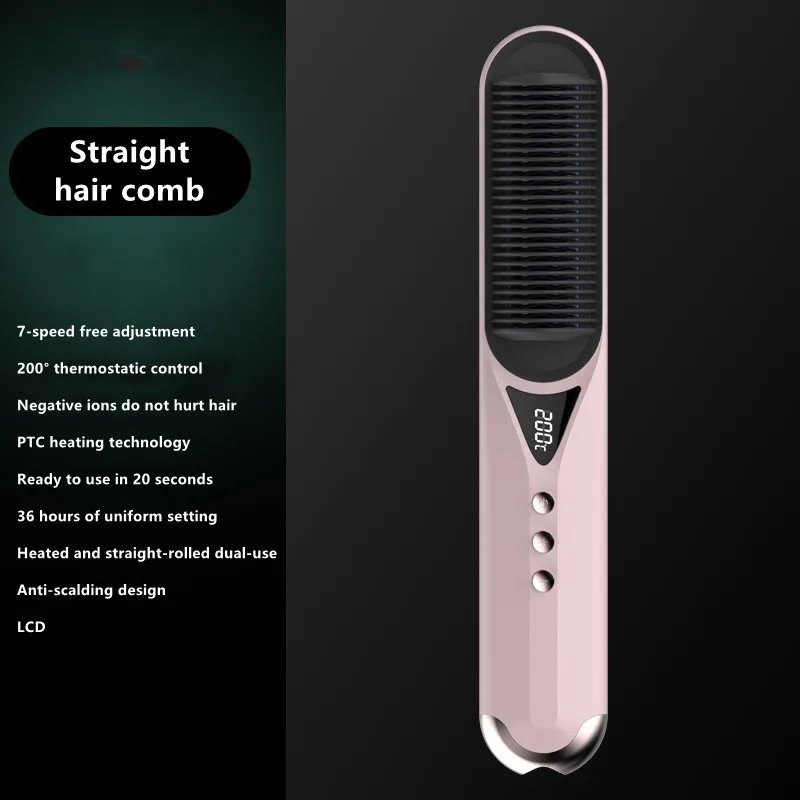 AIWO Household Straightening Comb  Electric Hairdressing Comb Curling And Straightening Dual-purpose Hair Straightener