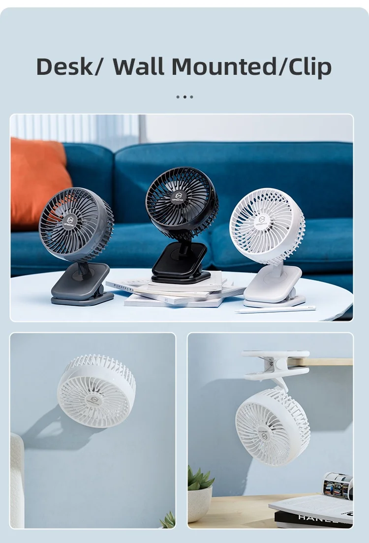 Cool electric mini oscillating battery powered grow tent portable 5 blade rechargeable usb mini handheld table desk clip on fan