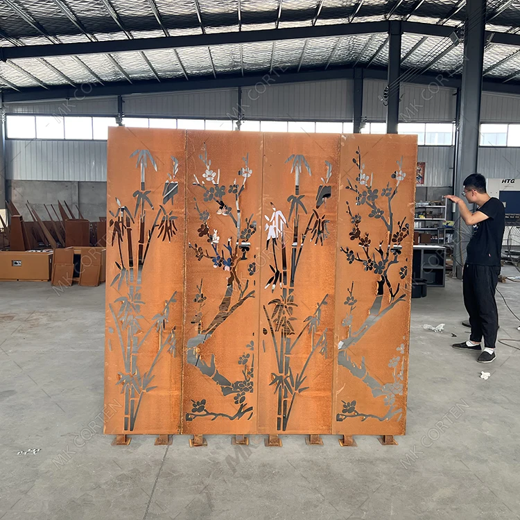 Customized Decorative Privacy Art Metal Screens Corten Steel Garden Screen