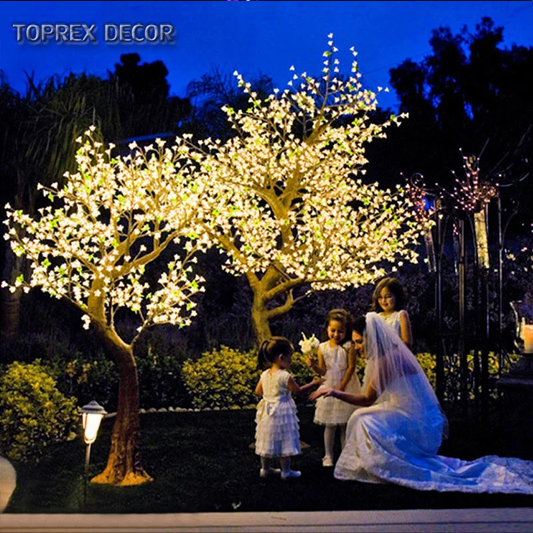 Outdoor LED Artificial Cherry Tree Light Christmas Party Center Decoration with White Pink Red Emitting Colors IP65 Rated