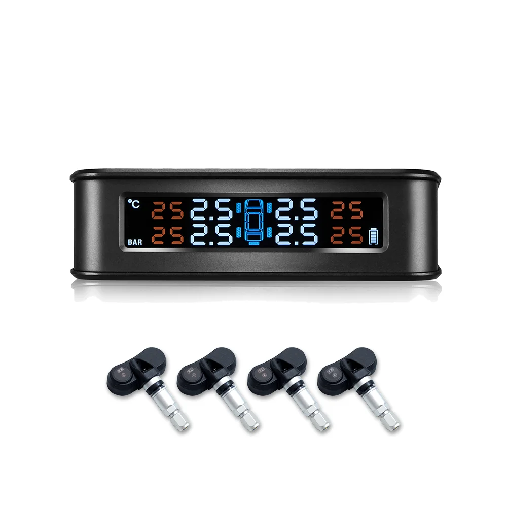 Car TPMS Tire Safety Monitoring System Solar Power Digital LCD Display Internal Tyre Pressure Sensor