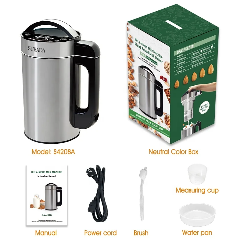 OEM/ODM Stainless Steel Nut milk Soymilk Maker machine Multi-Functional juice blender 1.5L Soup maker with filter