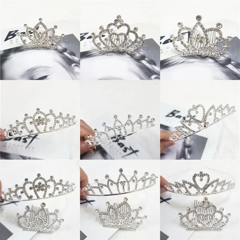  beautiful crown for Kids Princess Crown Crystal Rhinestones Diamonds silver Color Tiara