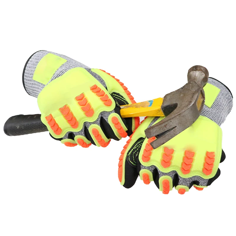 Impact Gloves TPR Flexible Thumb Crotch Reinforced Sandy Nitrile Cut Resistant touch screen Gloves For Worker Oilfied