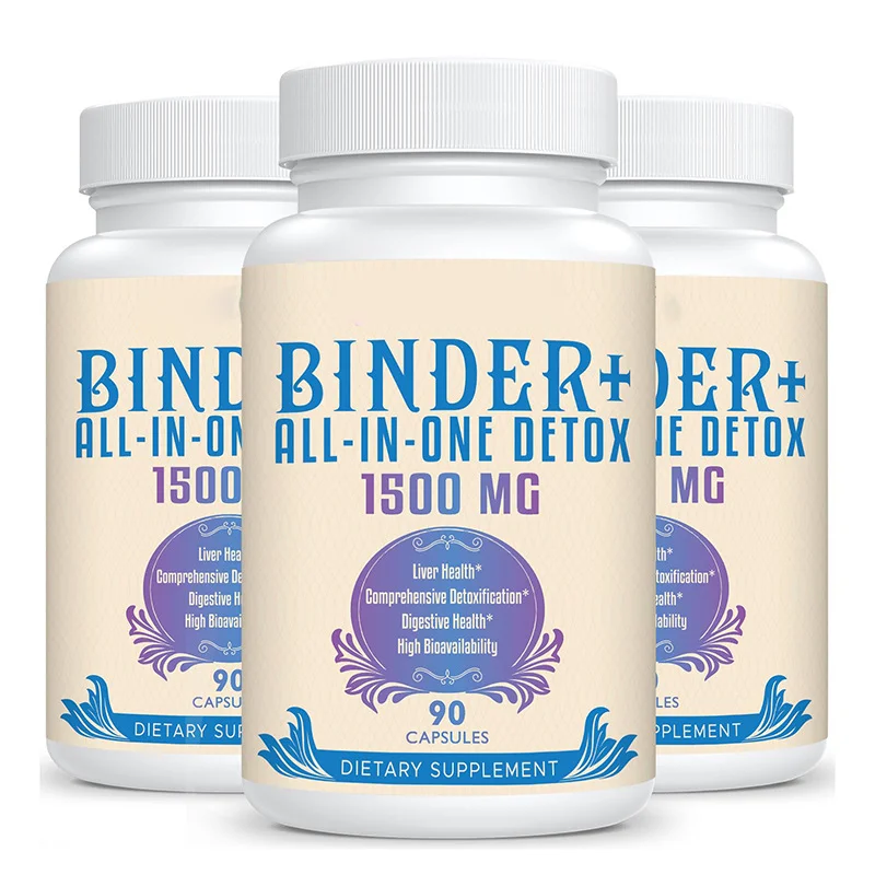 Binder+ All-in-One Detox Capsules Piperine and Turmeric Extract High Bioavailability Liver Gut Detox Cleanse Digestive Health