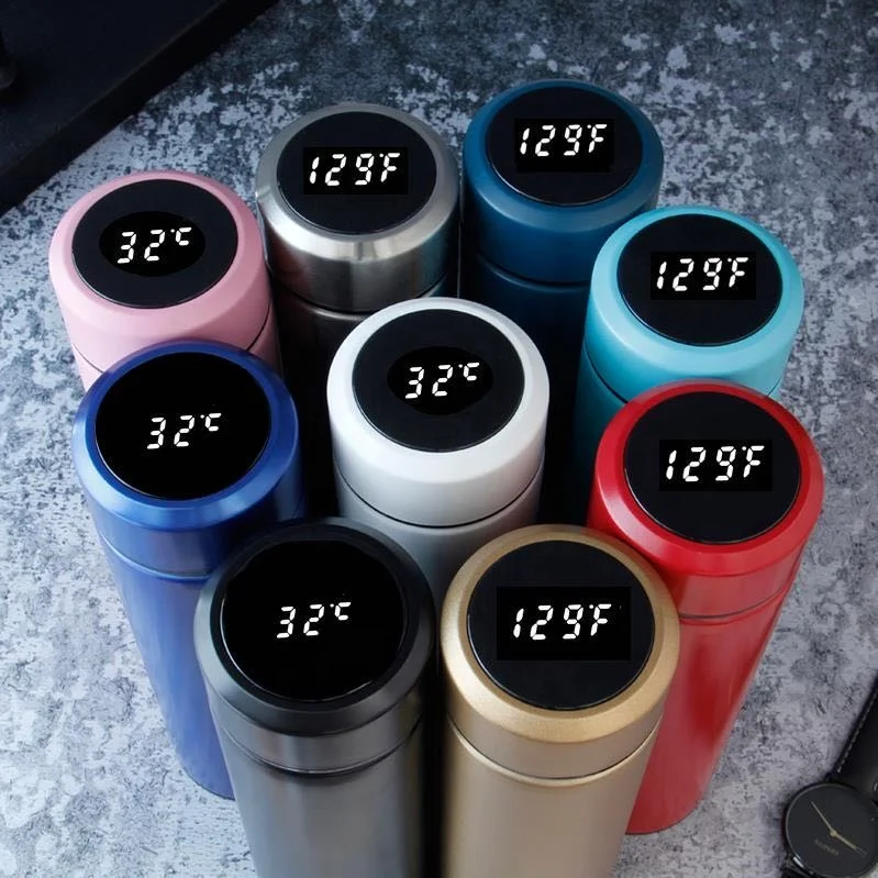 CHINA SELECTION INEEDU special new cheap stainless steel Smart Water Bottle with LED Temperature Display Thermo tumbler cups in bulk .Can display Fahre