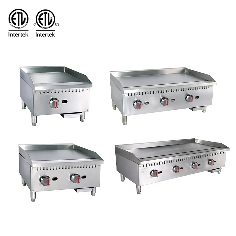 ETL Commercial Restaurant Custom automatic 1 2 3 4 Burner Countertop Non Stick Gas Teppanyaki bbq Griddle Grill Stainless Steel