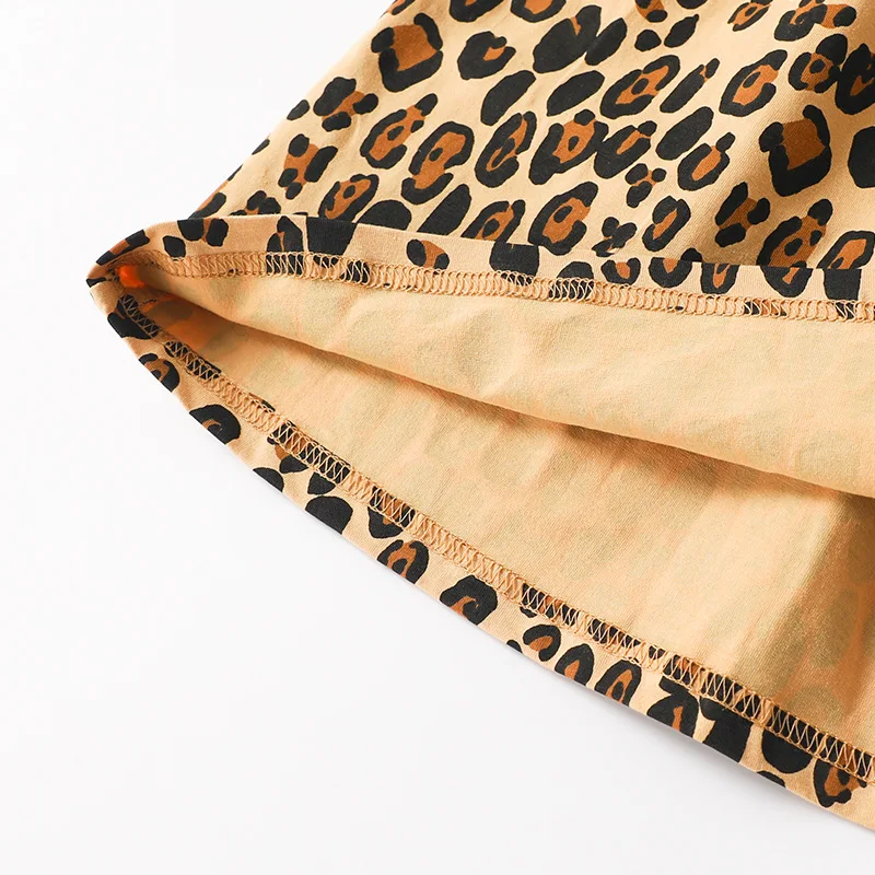 Wholesale Boutique Kids Children Clothes Baby Girls Leopard Print Summer Cotton Dress