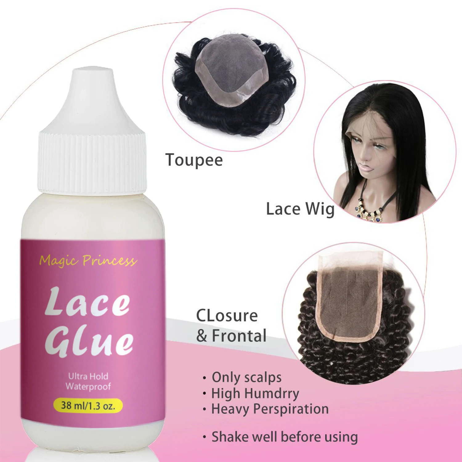 Private Label Strong Hold  Lace Wig Glue Gel Melt Spray Hair Wax Stick Hair Growth Oil Braid Gel Hair Extensions Products Kit