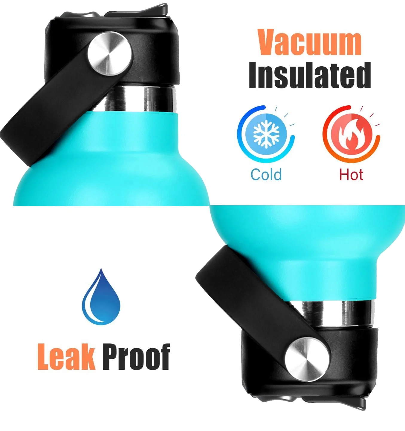 12oz 18oz 21oz 24oz Hydro Cover Vacuum Flask Standard Mouth straw lid ,PP Plastic narrow mouth bottle flip straw Lid