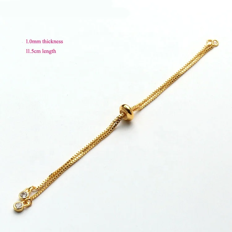 14k 18k gold adjustable DIY brass box chain bracelet