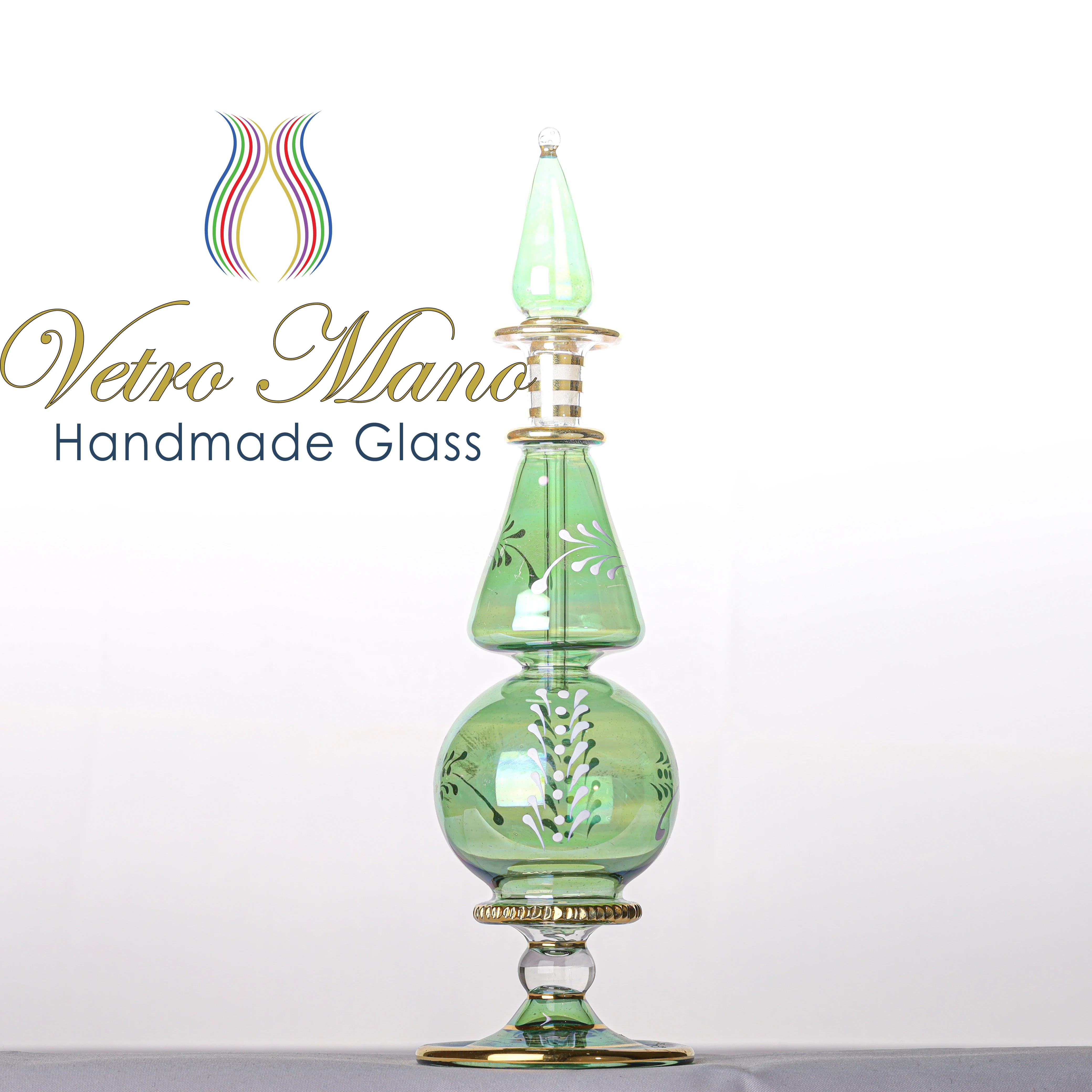 Unique Hand Painted Egyptian Handmade Glass Perfume Bottle