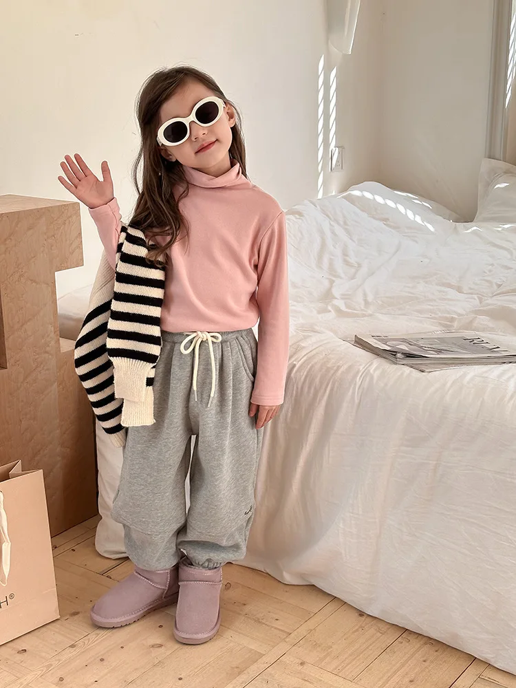 617 fall autumn winter design little baby girls clothes solid under shirt infant toddler fur fleeced top warm clothing