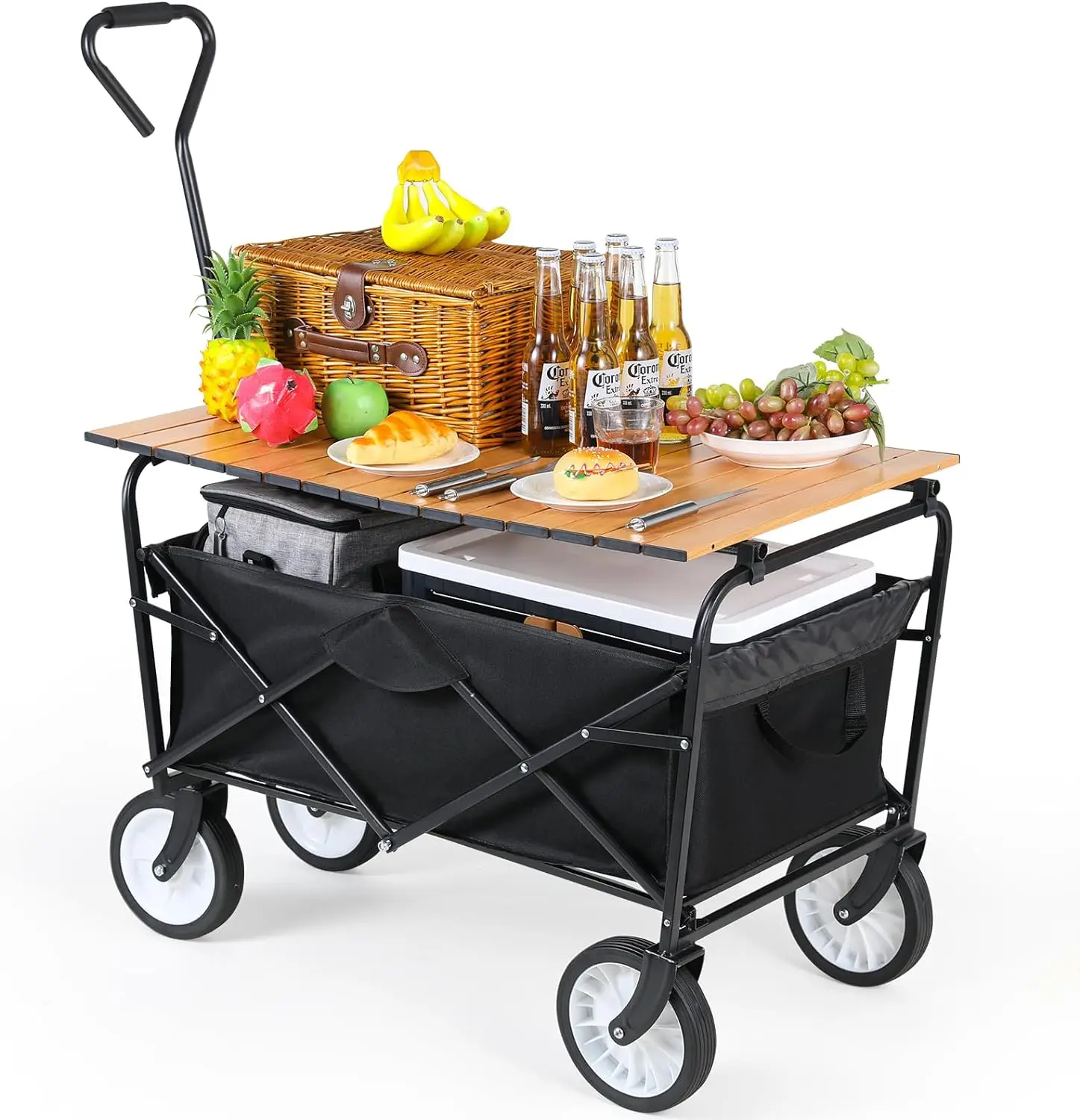 Shopping Garden Cart Utility Wagon Trolley Beach Steel TODO Camping Cart Multipurpose Camp Storage Heavy Duty Folding 4 Wheel