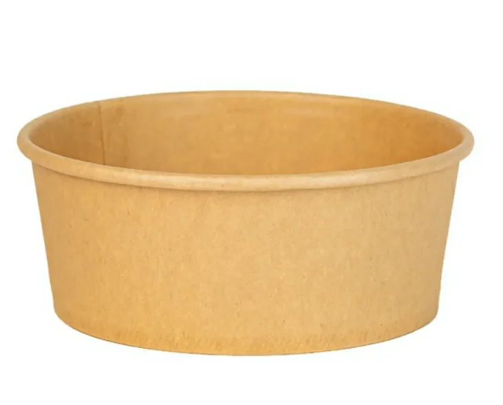 Disposable Food Grade Take Away Kraft Paper Salad Bowl With Pet Lid