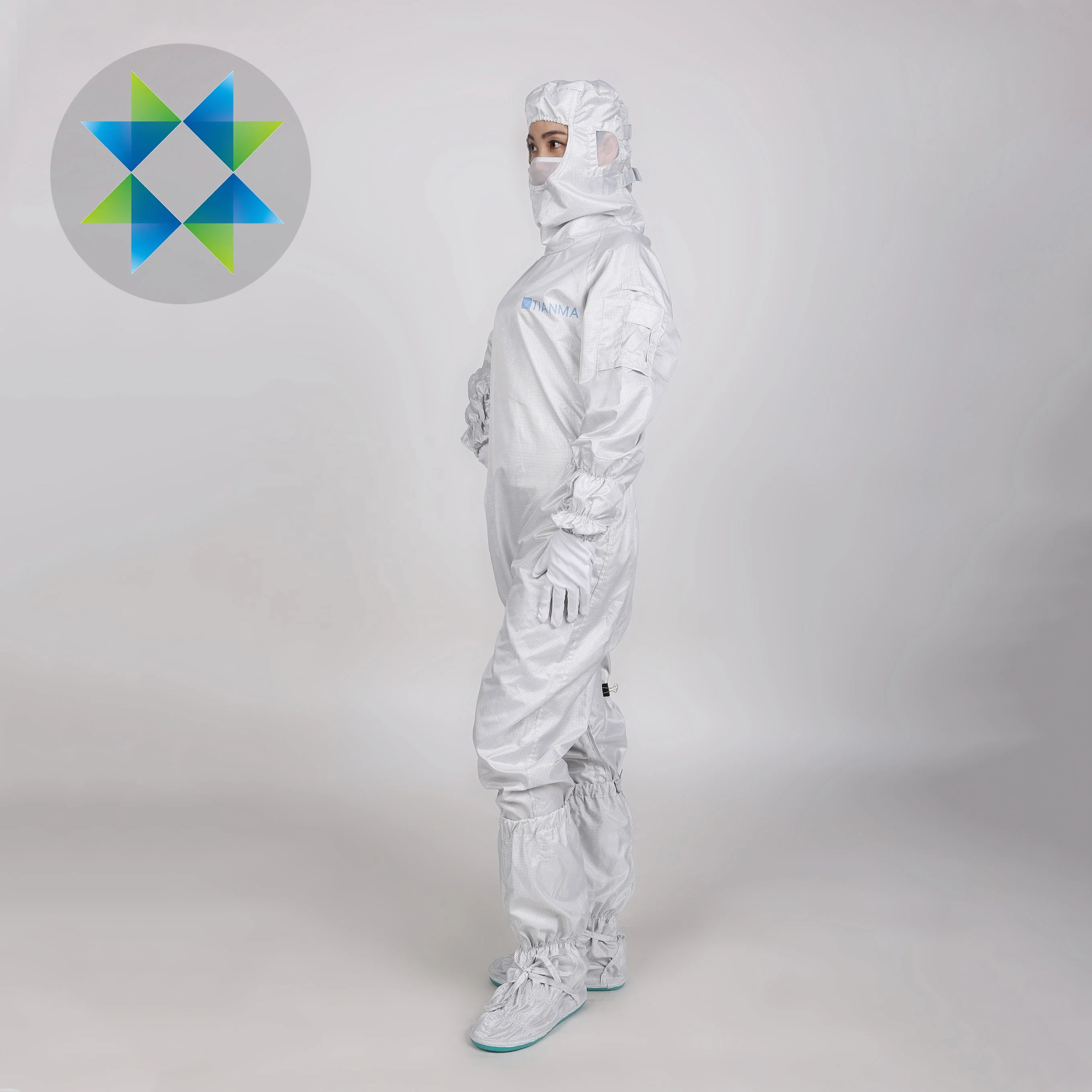 SKPURE manufacture high quality polyester carbon fiber cleanroom coverall with hood and boots