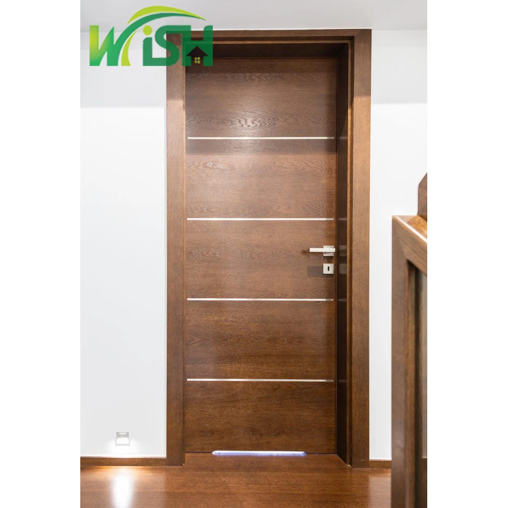 Modern Solid Wood Door Mdf Fire Prevention Interior Doors Flat Carving Sound Insulation Finish Wooden Door