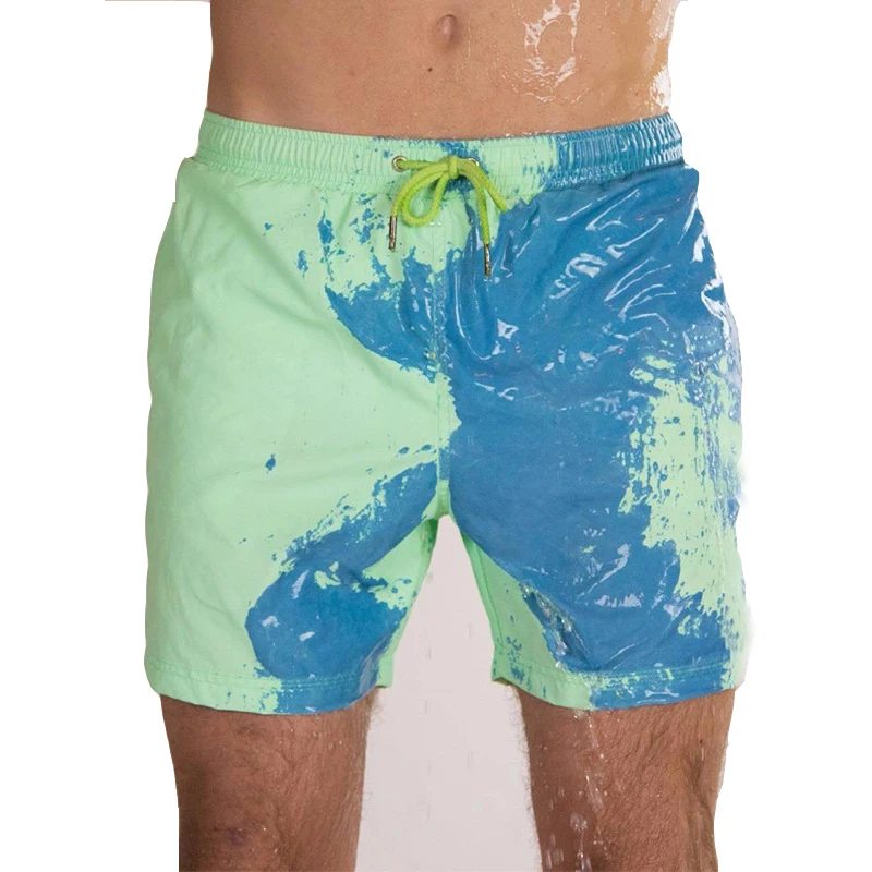 Customized Plus Size Water Temperature Reactive Magic Color Changing Men Boy Swim Trunk Board Surf Shorts