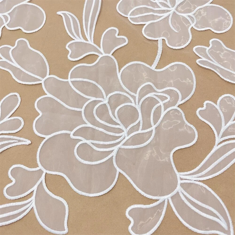 Soft flower wedding dress decoration handmade DIY studded sequin lace fabric embroidered curtains