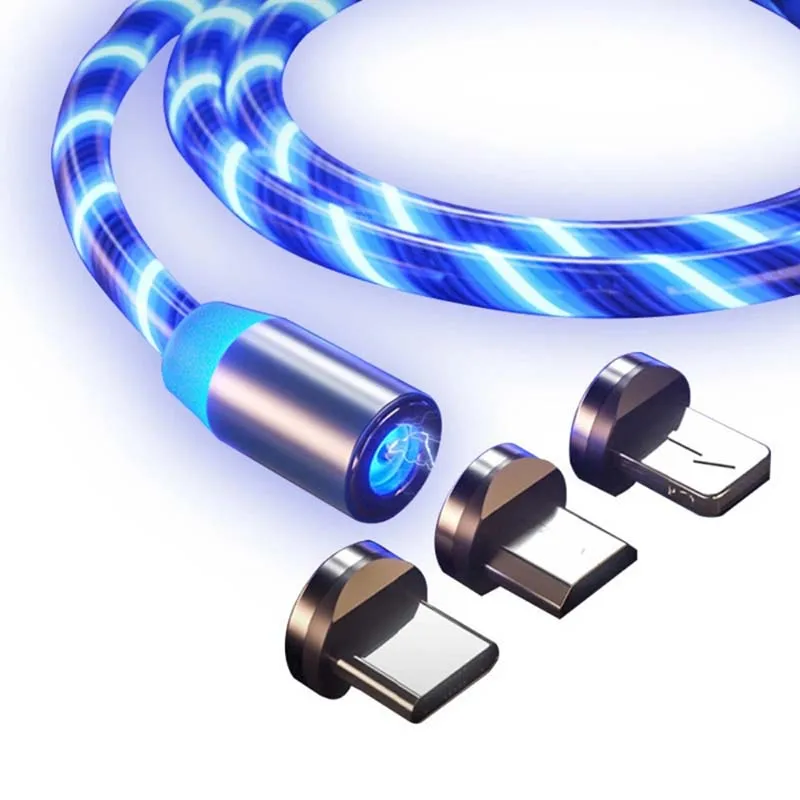  Бесплатный образец Светодиодный светящийся Магнитный USB-кабель для быстрой зарядки 3 в