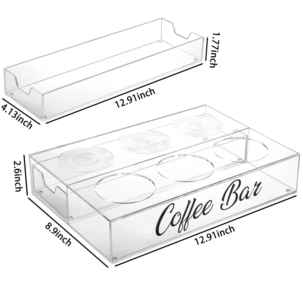 Countertop Clear Acrylic Coffee Syrup Organizer Stand Freestanding Coffee Syrup Rack with Drawer Liquor Bottle Holder
