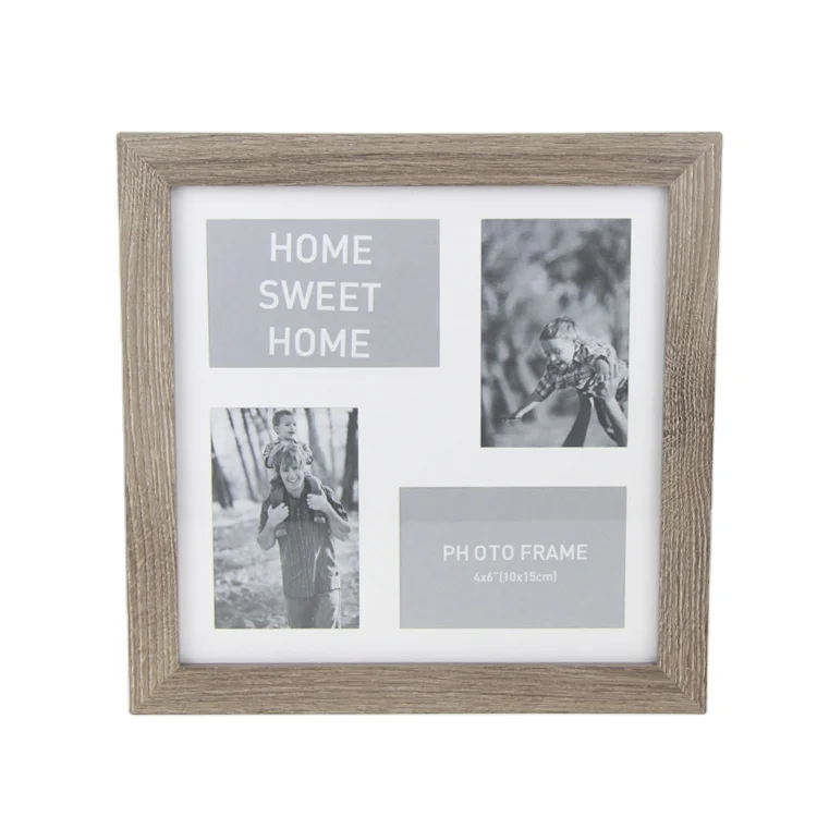 Jinn Home Square Rustic Photo Frame Wood Picture frames Matted 4pcs Image Collection