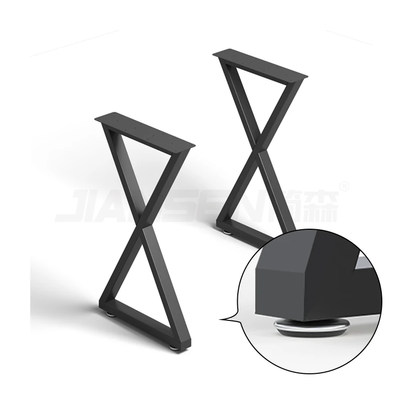 Industrial Trapezoid Square Furniture Table Bases Leg Metal Heavy Duty Wrought Iron Black Modern Coffee Dining Bench Table Legs
