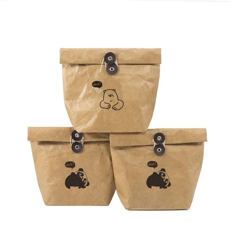 Eco-friendly  Material Kawaii DuPont Paper Rope Insulation Bag Storage Pouch Custom