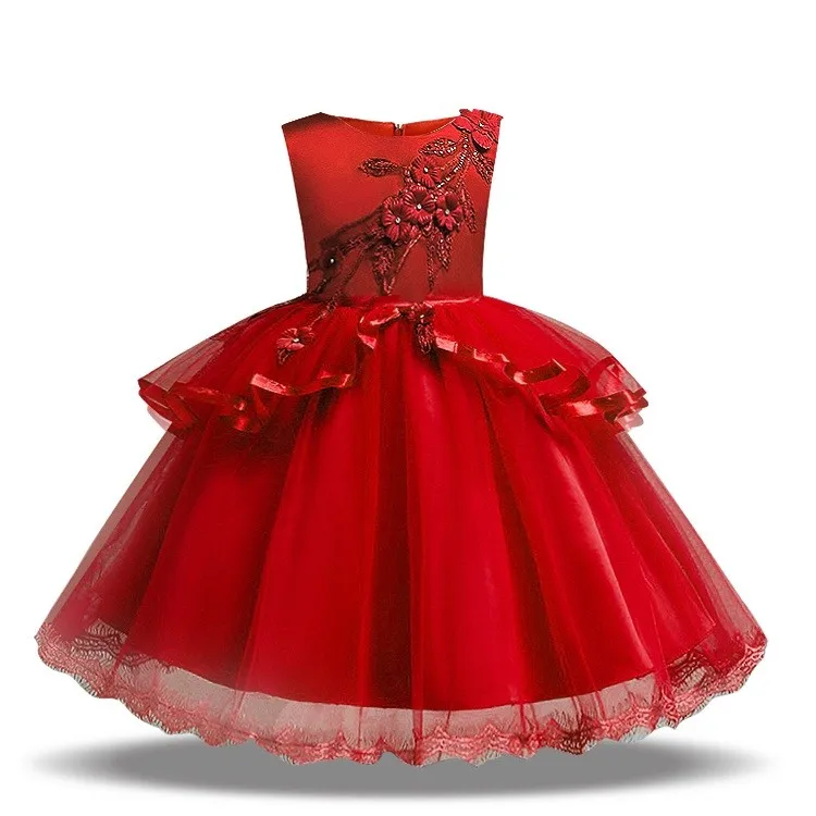 Pabasana 2020 new design baby girl birthday party wear white beaded dress 1 year with high quality