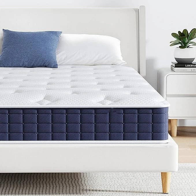 8 Inch Twin Mattress, Hybrid Mattress with Pressure Relief and Superior Support, Pocketed Coils and High-Density Foam
