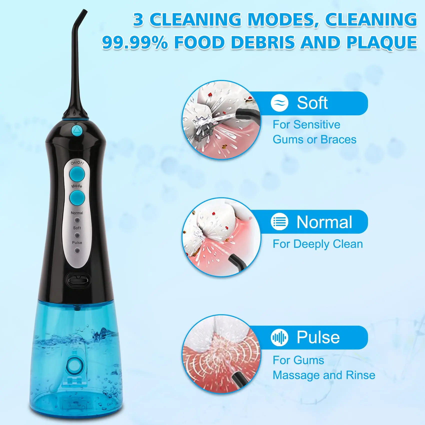 Portable Dental Water Flosser Cordless Electric Water Flosser Teeth Cleaning Oral Irrigation Water Flosser