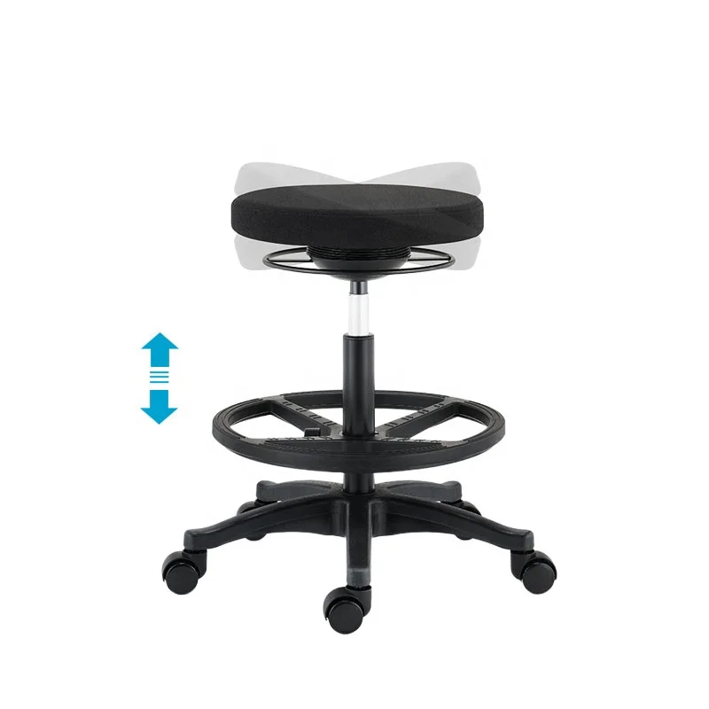 Medical Office Ergonomic Stool Customized Height Adjustable Hydraulic Round PU Leather Stool with Wheels