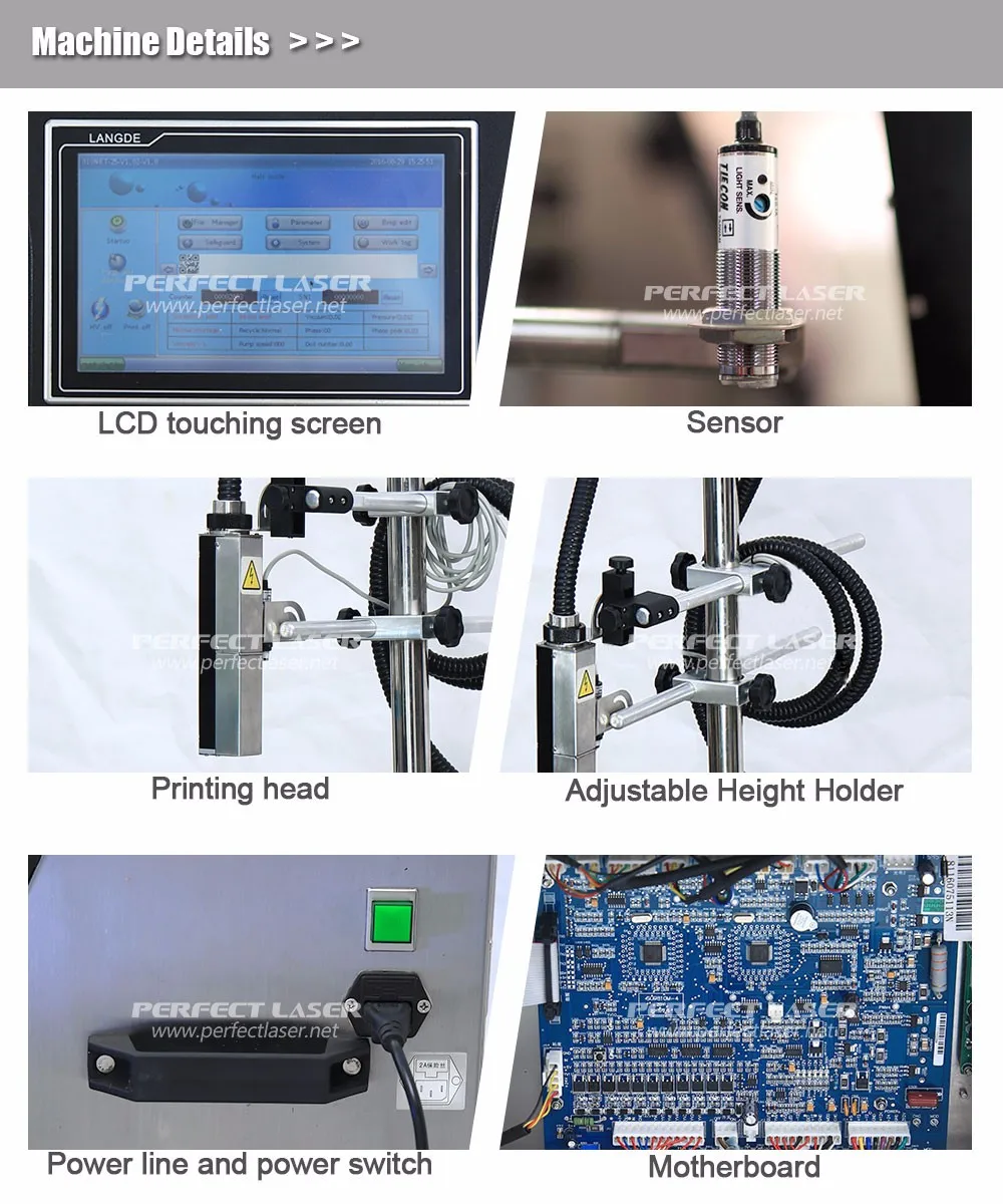 Perfect Laser Automatic Industrial For Labels Nylon ABS PVC Plastic Date On Bag Bottle Package Inkjet Printer Printing Machine