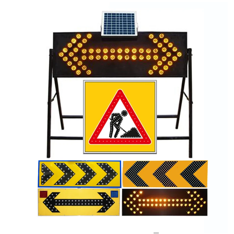 Customized Solar powered portable traffic sign led arrow board led sign construction road work directional sign factory price